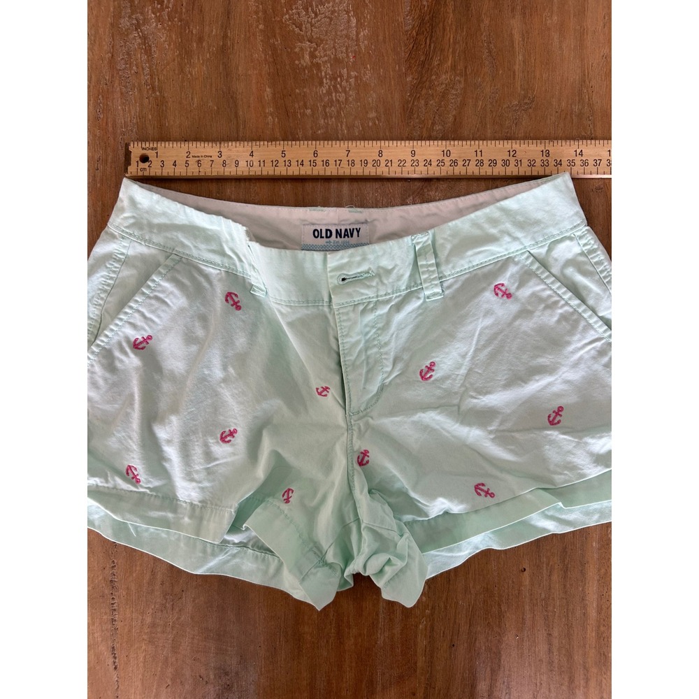 Old Navy Women's Mint Green Anchor Print Shorts Size 2 Casual Summer Beach - Picture 5 of 6